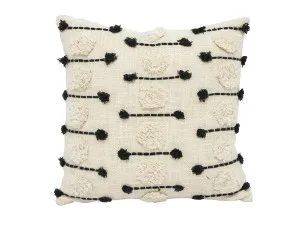 Casabianca Square Embroidered Cushion Natural & Black 45X45CM by Robert Mark, a Cushions, Decorative Pillows for sale on Style Sourcebook