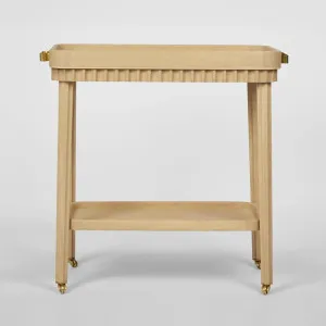 Royce Fluted Oak Bar Cart Natural by Florabelle Living, a Sideboards, Buffets & Trolleys for sale on Style Sourcebook