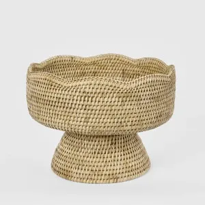 Paume Scallop Rattan Fruit Bowl on Stand Natural by Florabelle Living, a Salad Bowls & Servers for sale on Style Sourcebook