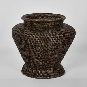 Paume Rattan Flower Urn Small Antique Brown ETA 20/01/2026 by Florabelle Living, a Vases & Jars for sale on Style Sourcebook