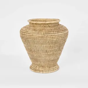 Paume Rattan Flower Urn Small Natural ETA 20/01/2026 by Florabelle Living, a Vases & Jars for sale on Style Sourcebook