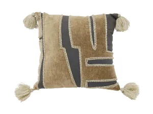 Zazu Velvet Stone Wash Square Cushion Black & Toffee 45x45cm by Robert Mark, a Cushions, Decorative Pillows for sale on Style Sourcebook