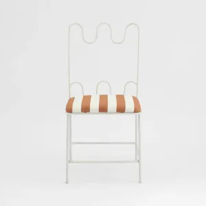 Wira Dining Chair Outdoor Iron Terracotta/White Stripe Cushion PRE ORDER ETA 12/11/2025 by Florabelle Living, a Outdoor Chairs for sale on Style Sourcebook