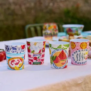 Set of 4 Italian Summer Melamine Cups by La La Land, a Cups & Mugs for sale on Style Sourcebook