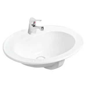 Argent Azure 575 Oval Drop In Basin With Overflow 1 Tap Hole White by Argent, a Basins for sale on Style Sourcebook