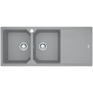 Franke Urban Fragranite Stone Grey Topmount Double Bowl Sink with Right Hand Drainer by Franke, a Bathroom Fixtures for sale on Style Sourcebook