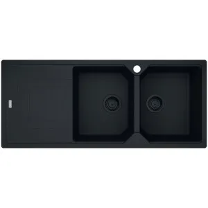Franke Urban Fragranite Matte Black Topmount Double Bowl Sink with Left Hand Drainer by Franke, a Bathroom Fixtures for sale on Style Sourcebook