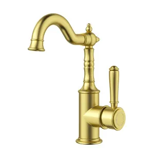 Ikon Clasico Basin Mixer Brushed Gold by Ikon, a Bathroom Taps & Mixers for sale on Style Sourcebook