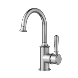 Ikon Clasico Gooseneck Basin Mixer Brushed Nickel by Ikon, a Bathroom Taps & Mixers for sale on Style Sourcebook
