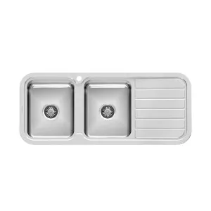 Phoenix 1000 Series Double Left Hand Bowl Sink With Drainer And Taphole, Stainless Steel by PHOENIX, a Bathroom Fixtures for sale on Style Sourcebook