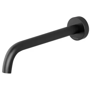 Phoenix Vivid Slimline 230mm Curved Wall Bath Outlet Matte Black by PHOENIX, a Bathroom Taps & Mixers for sale on Style Sourcebook