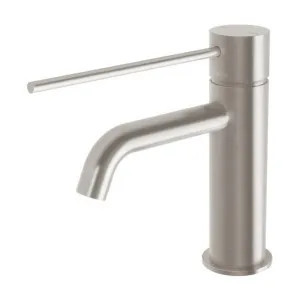 Phoenix Vivid Slimline Basin Mixer Curved Outlet With Extended Lever Brushed Nickel by PHOENIX, a Bathroom Taps & Mixers for sale on Style Sourcebook