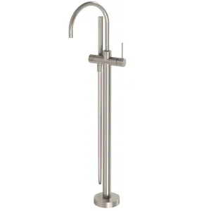 Phoenix Vivid Slimline Floor Mounted Bath Mixer With Hand Shower Brushed Nickel by PHOENIX, a Shower Heads & Mixers for sale on Style Sourcebook
