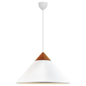 Nordlux Kinto Tapered Pendant with Metal Shade and Wood Accent White by Nordlux, a Lighting for sale on Style Sourcebook