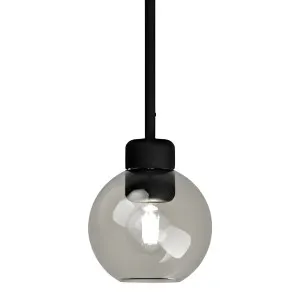 Lighting Republic Parlour Lite Sphere Glass Pendant with Textured Black Suspension Clear by Lighting Republic, a Lighting for sale on Style Sourcebook