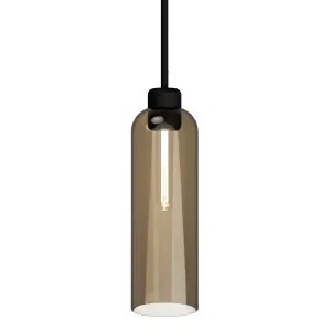 Lighting Republic Parlour Lite Elong Glass Pendant with Textured Black Suspension Amber by Lighting Republic, a Lighting for sale on Style Sourcebook