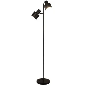 Oriel Lighting Ari Twin Metal Floor Lamp with Adjustable Heads and Sleek Finish Black by Oriel Lighting, a Floor Lamps for sale on Style Sourcebook