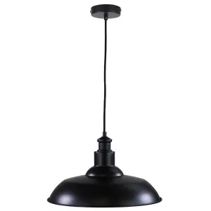 Oriel Lighting Slater Classic Metal Pendant with Wide Industrial Shade Black by Oriel Lighting, a Lighting for sale on Style Sourcebook