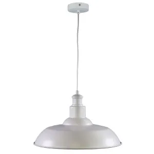 Oriel Lighting Slater Classic Metal Pendant with Wide Industrial Shade White by Oriel Lighting, a Lighting for sale on Style Sourcebook
