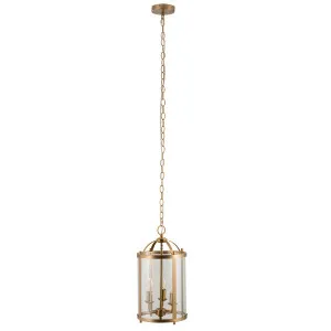 Manor Classic Steel Pendant with Clear Glass and Brass Detailing 3 Light by Lighting Inspirations, a Lighting for sale on Style Sourcebook