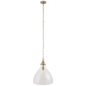 Keys Classic Glass Pendant with Satin Brass Accents Large by Lighting Inspirations, a Lighting for sale on Style Sourcebook