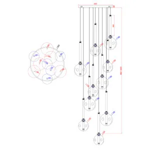 Vencha Meteor Sculptural Glass Orb LED Cluster Pendant Gold by Vencha, a Chandeliers for sale on Style Sourcebook