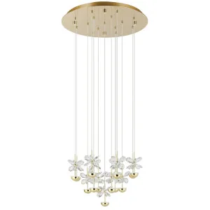 Eglo Pianopoli 3 Cluster LED Pendant with Cascading Floral Detailing Brass by Eglo, a Chandeliers for sale on Style Sourcebook