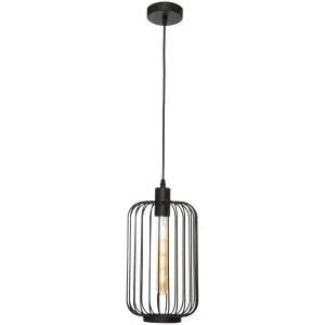 Cougar Kurten Modern Industrial Metal Pendant with Lantern-Inspired Design - Black by Cougar, a Lighting for sale on Style Sourcebook