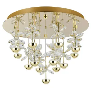 Eglo Pianopoli 3 LED Ceiling Light with Cascading Floral Glass Brass by Eglo, a LED Lighting for sale on Style Sourcebook
