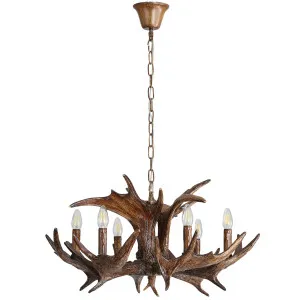 Oriel Lighting Ramure Antler-Inspired 6 Light Pendant with Hand-Painted Finish Brown by Oriel Lighting, a Pendant Lighting for sale on Style Sourcebook