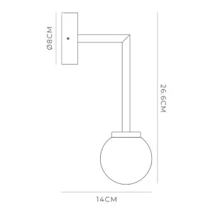 Lighting Republic Orb Long Arm Small Wall Light with Opal Glass Shade Chrome by Lighting Republic, a Wall Lighting for sale on Style Sourcebook