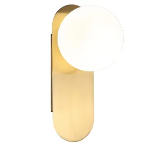 Oriel Lighting Ping Contemporary Wall Light with Opal Glass Shade Satin Brass by Oriel Lighting, a Wall Lighting for sale on Style Sourcebook