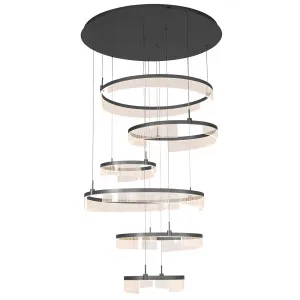 Vencha Lando 6 Tier Modern Luxe Cascading Rings Tricolour LED Pendant Black by Vencha, a Pendant Lighting for sale on Style Sourcebook