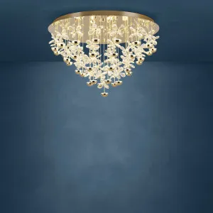 Eglo Pianopoli 3 Grande LED Ceiling Light with Cascading Floral Glass Brass by Eglo, a LED Lighting for sale on Style Sourcebook