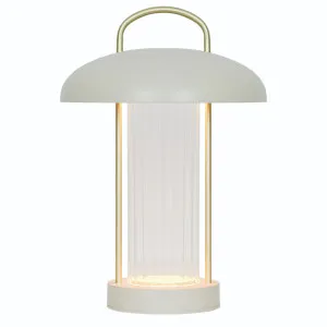 Nordlux Mirano Portable Grooved LED Table Lamp with USB-C Charging Beige by Nordlux, a Table & Bedside Lamps for sale on Style Sourcebook