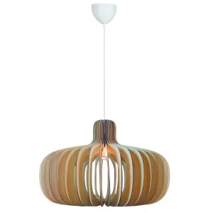 Nordlux Hazo Contemporary Large Pendant with Slatted Wood Shade Natural by Nordlux, a Pendant Lighting for sale on Style Sourcebook