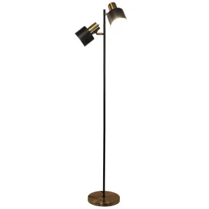 Oriel Lighting Ari Twin Metal Floor Lamp with Adjustable Heads and Sleek Finish Antique Brass by Oriel Lighting, a Floor Lamps for sale on Style Sourcebook