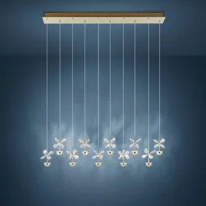 Eglo Pianopoli 3 Linear LED Pendant with Sculptural Floral Glass Detailing Brass by Eglo, a Pendant Lighting for sale on Style Sourcebook