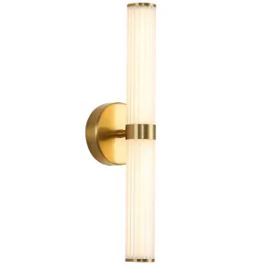 Oriel Lighting Sassy Tubular LED Wall Light with Ribbed Acrylic Diffuser Satin Brass by Oriel Lighting, a Wall Lighting for sale on Style Sourcebook