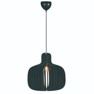 Nordlux Hazo Contemporary Medium Pendant with Slatted Wood Shade Black by Nordlux, a Pendant Lighting for sale on Style Sourcebook