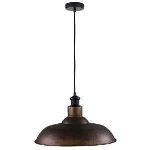 Oriel Lighting Slater Classic Metal Pendant with Wide Industrial Shade Rust by Oriel Lighting, a Pendant Lighting for sale on Style Sourcebook