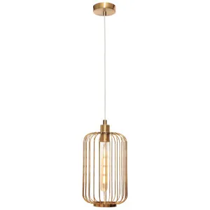 Cougar Kurten Modern Industrial Metal Pendant with Lantern-Inspired Design - Gold by Cougar, a Lighting for sale on Style Sourcebook