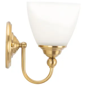 Nova Opal Glass Wall Sconce with Satin Brass Accent 1 Light by Lighting Inspirations, a Wall Lighting for sale on Style Sourcebook