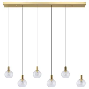 Eglo Terque Modern Linear LED Pendant with Sculptural Glass Shades Brushed Brass by Eglo, a Pendant Lighting for sale on Style Sourcebook
