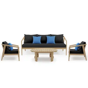 Delva 4 Seater Hardwood Acacia Outdoor Sofa Set in Black by Luxo Outdoors, a Outdoor Furniture for sale on Style Sourcebook