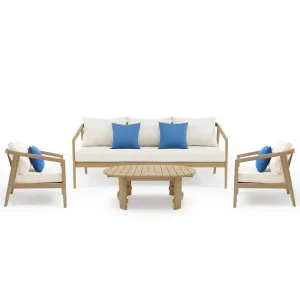 Delva 4 Seater Hardwood Acacia Outdoor Sofa Set in Cream by Luxo Outdoors, a Outdoor Furniture for sale on Style Sourcebook