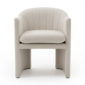 Liora Bouclé Curved Accent Armchair in Beige by Luxo Furniture, a Chairs for sale on Style Sourcebook