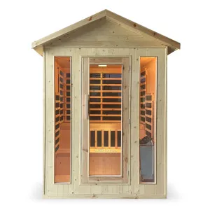 Kiima 3-Person Hybrid Infrared & Finnish Outdoor Sauna in Natural by Luxo Saunas, a Saunas for sale on Style Sourcebook
