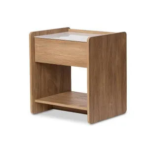 Avery Stone Top Bedside Table - Pecan - Natural - Mocka by Mocka., a Side Table for sale on Style Sourcebook