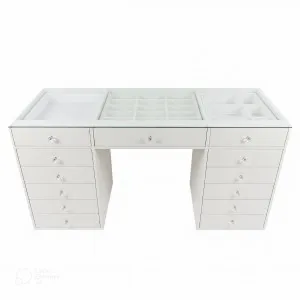 Adeline Glass Top Dressing Table in White by Luxo Furnitures, a Dressing Tables for sale on Style Sourcebook